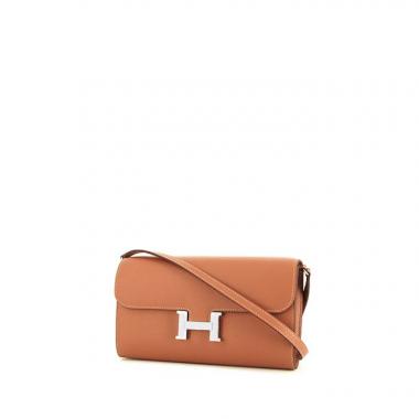 Pochette Hermès Constance Long To Go en cuir togo marron Blush