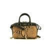 Saint Laurent Duffle handbag in black leather and orange python - 360 thumbnail