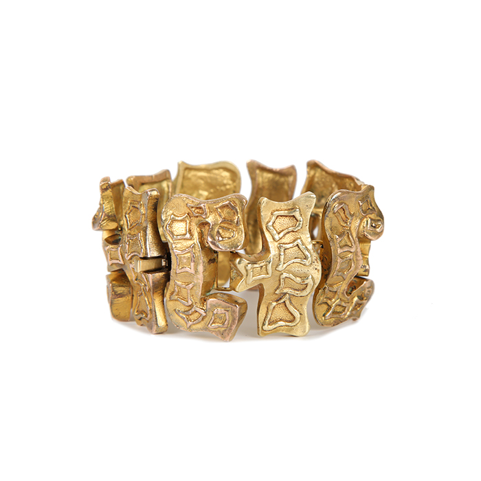 Line Vautrin, rare articulated bracelet, in gilded bronze, around the 1946 - Detail D1