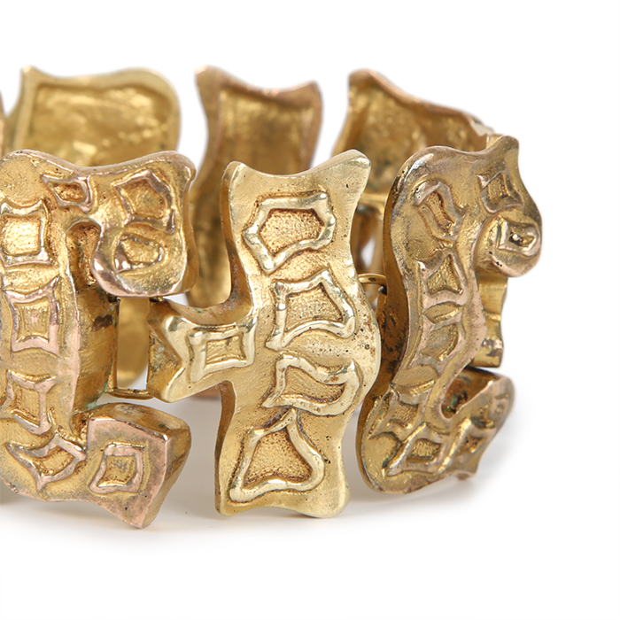 Line Vautrin, rare articulated bracelet, in gilded bronze, around the 1946 - Detail D2