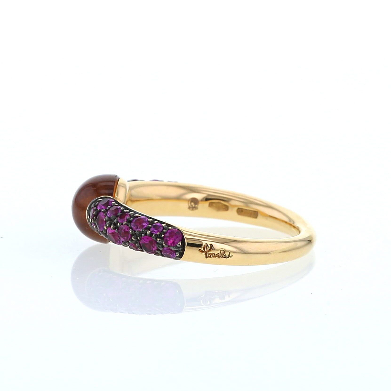 Pomellato M'ama Non M'ama ring in pink gold, garnet and sapphires - Detail D1