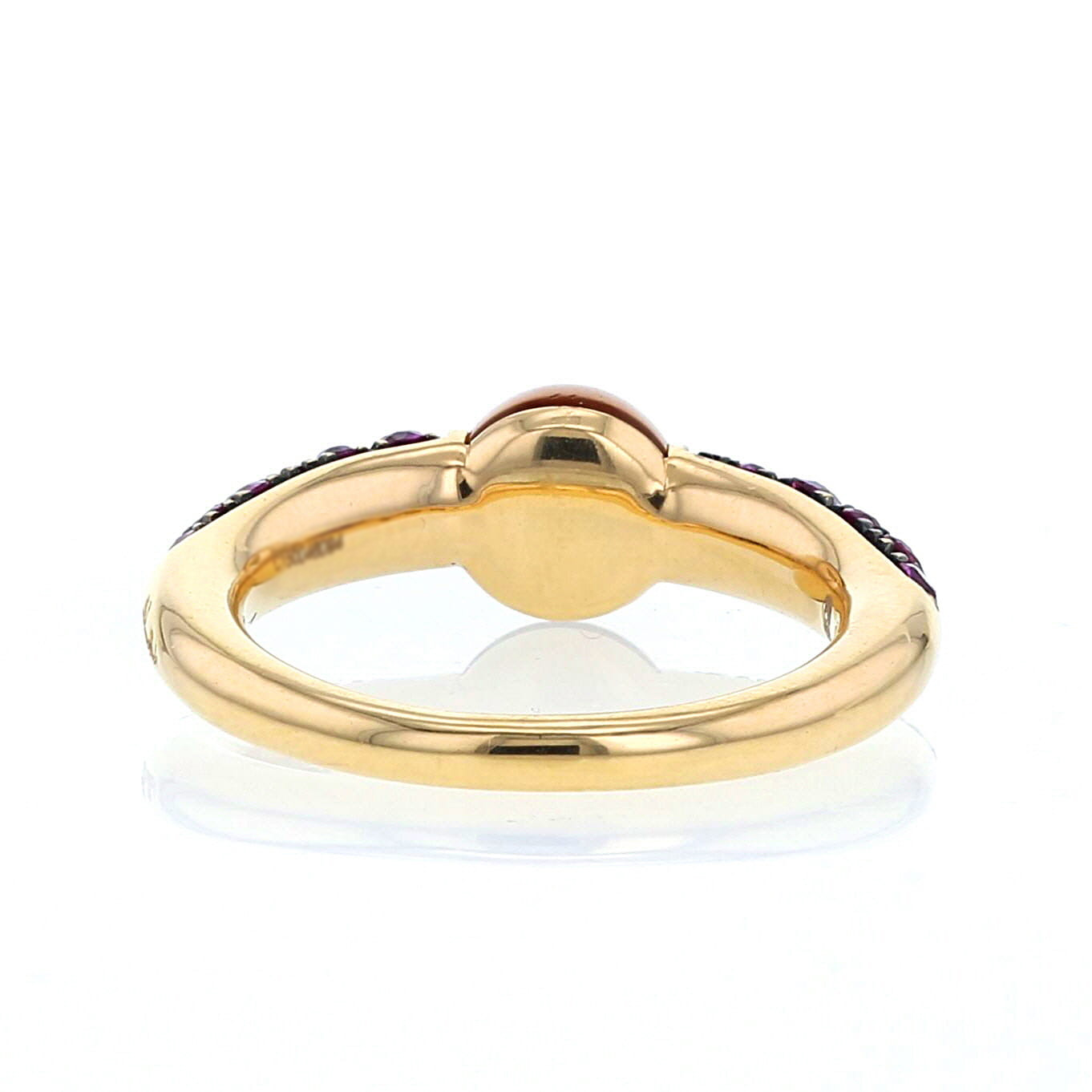 Sortija Pomellato M'ama Non M'ama en oro rosa,  granate y zafiros rosas - Detail D2