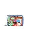 Hermès Soie Cool wallet in red silk and blue epsom leather - 00pp thumbnail