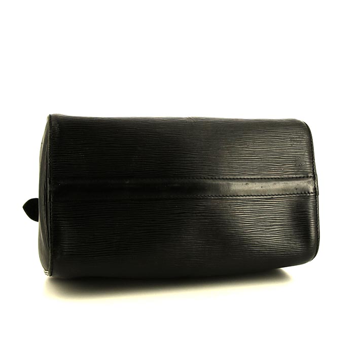 Sac à main Louis Vuitton Speedy 30 en cuir épi noir - Detail D4