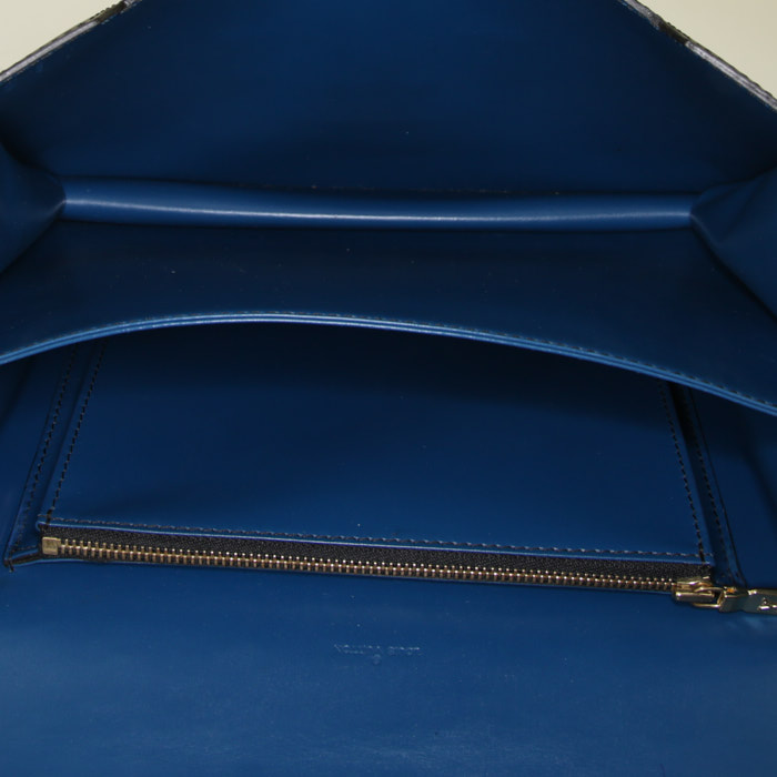 Sac bandoulière Louis Vuitton Vintage en cuir épi noir et cuir bleu - Detail D3