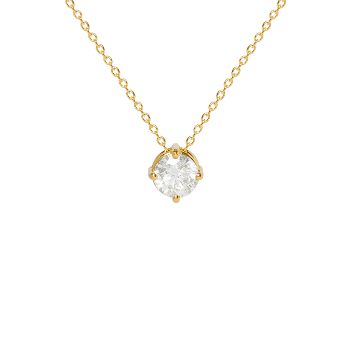 collier solitaire en or jaune et diamant (0, 70 carat)
