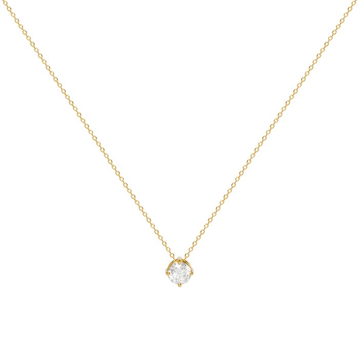 Collier solitaire en or jaune et diamant (0,70 carat) - Detail D2