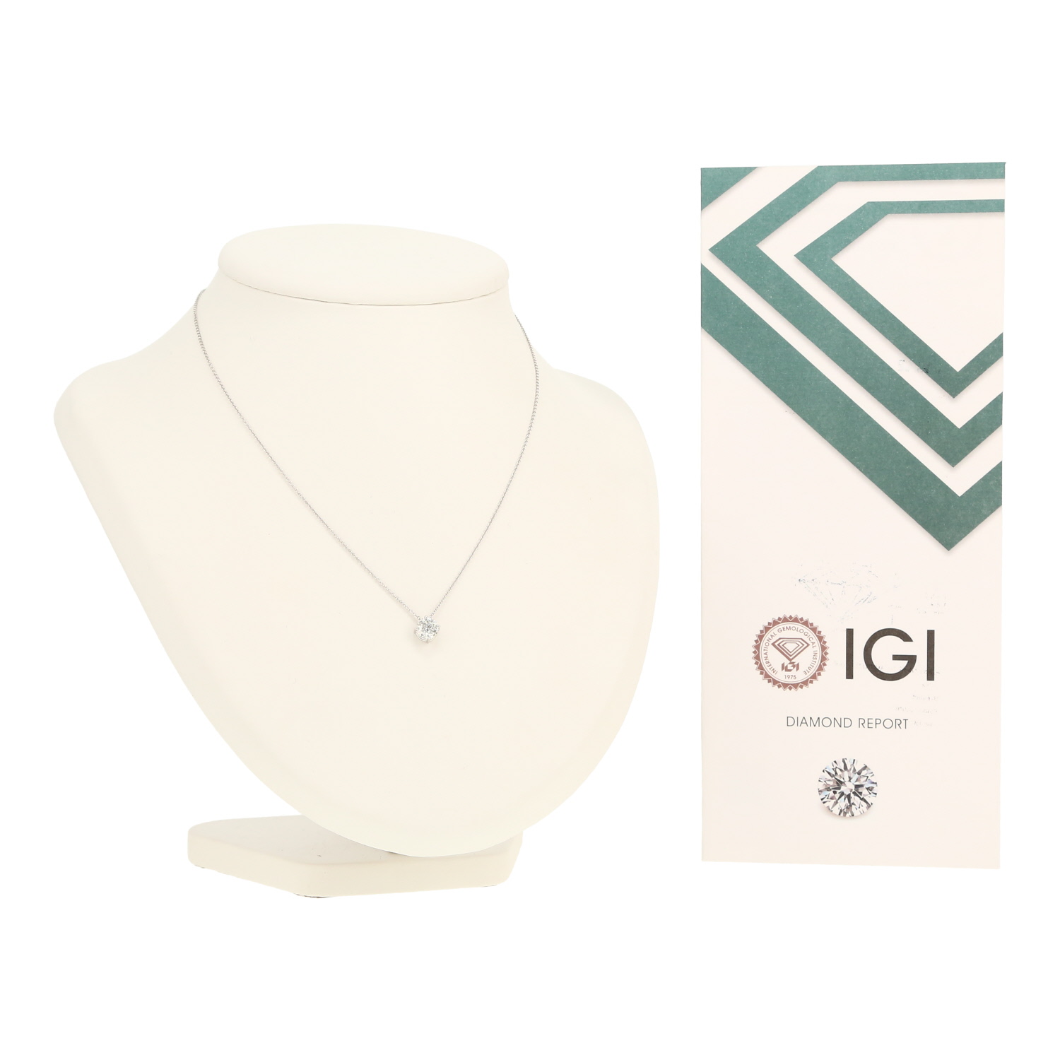 Collana in oro bianco e diamante (1 carat) - Detail D2