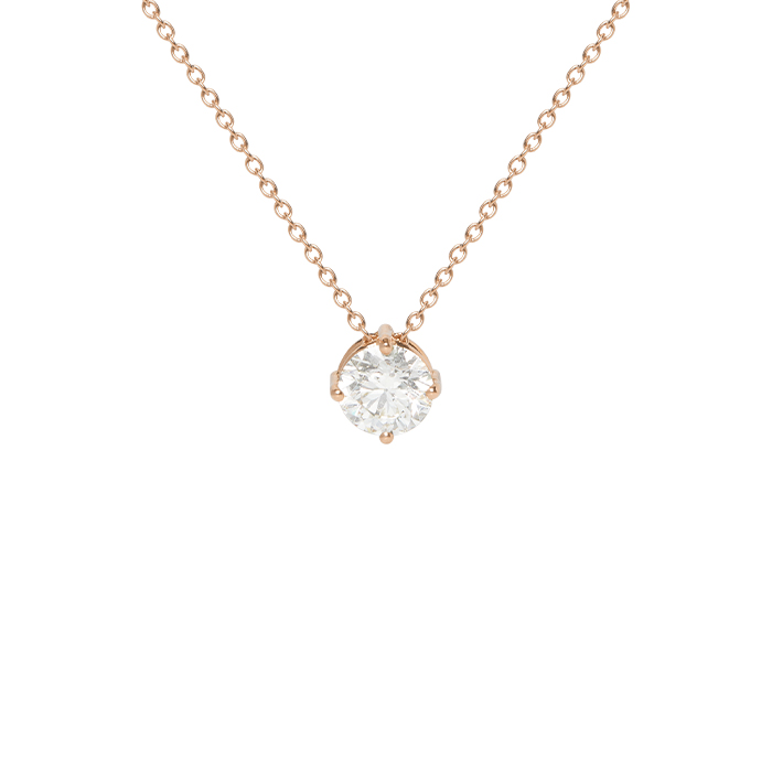 collier en or rose et diamant (1, 00 carat)