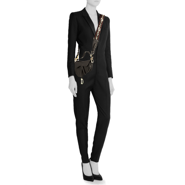 Sac à main Dior Saddle mini en cuir noir - Detail D2