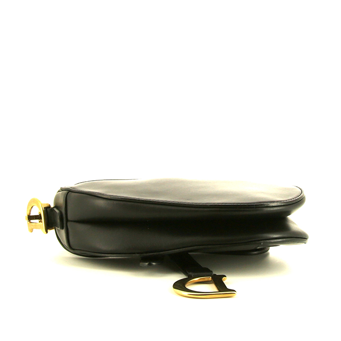 Sac à main Dior Saddle mini en cuir noir - Detail D5