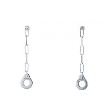 Paire de pendants d'oreilles Dinh Van Menottes R8 en or blanc