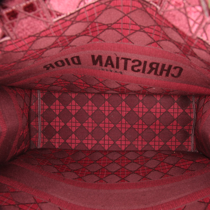 Sac cabas Dior Book Tote en velours bordeaux et bleu-marine - Detail D2