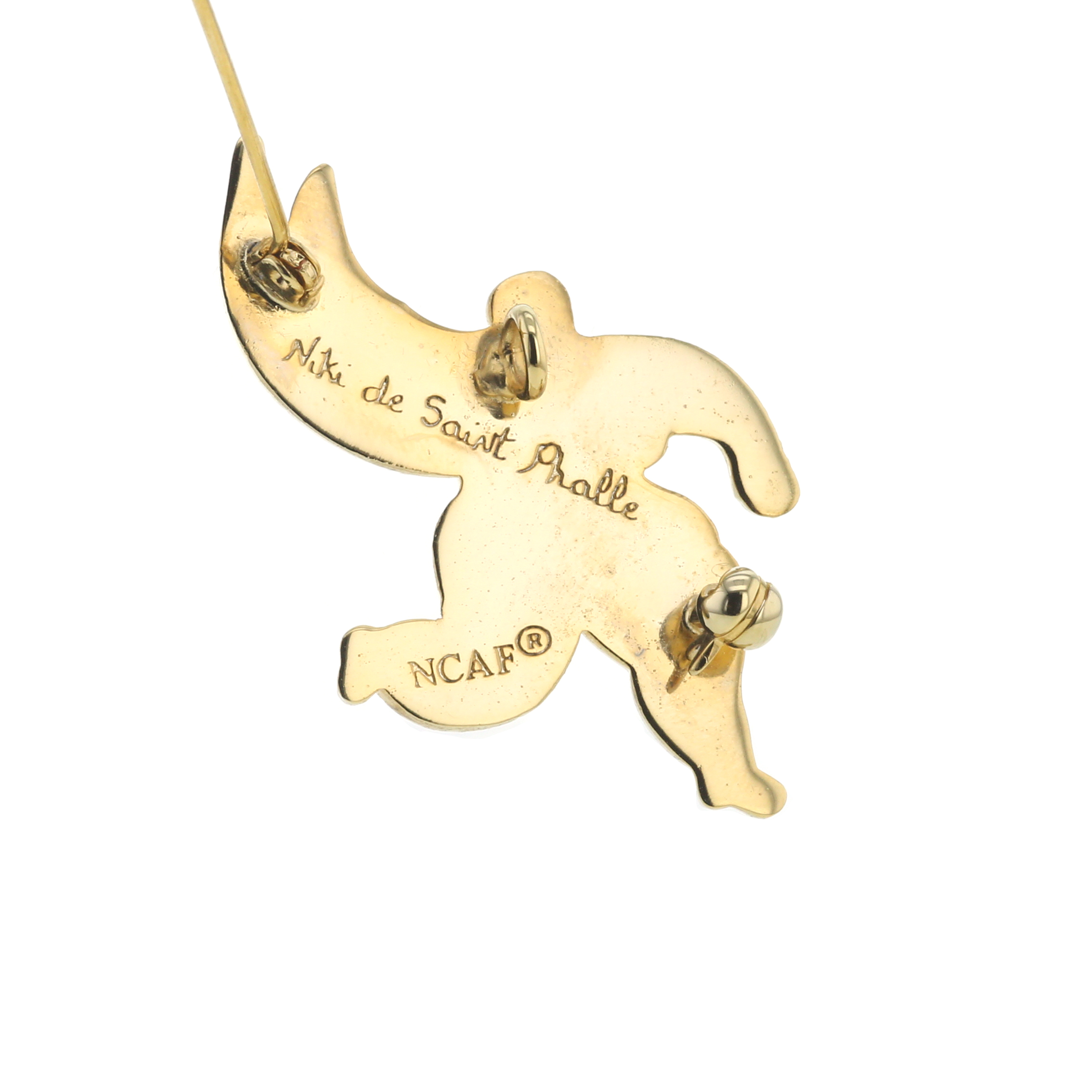 Niki de Saint Phalle, gilt-metal and polychrome enamel "Nana" pendant-pin by Niki de Saint Phalle, limited edition Flammarion, signed, from the 1990's - Detail D4