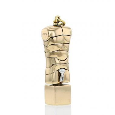 Miguel Berrocal, pendentif “Microdavid-off”, en bronze doré et métal nickelé, signé, vers 1970