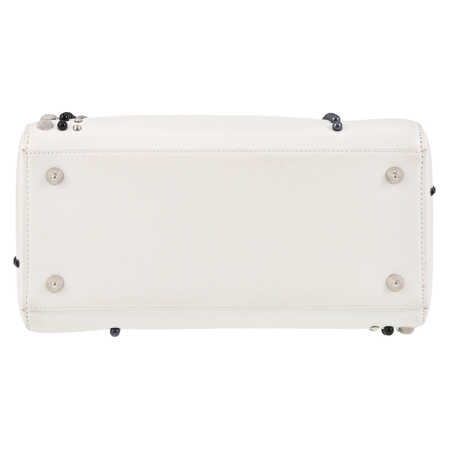 Dior  Lady Dior handbag  in white leather - Detail D1