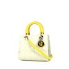 Dior Lady Dior medium model handbag in Bleu Pale, yellow and grey leather cannage - 00pp thumbnail