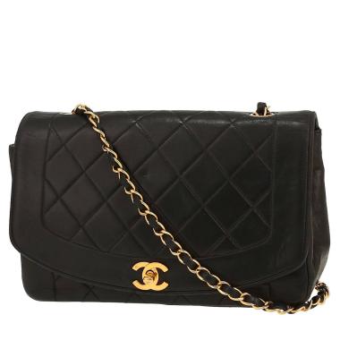 Bolso de mano Chanel  Diana en cuero acolchado negro