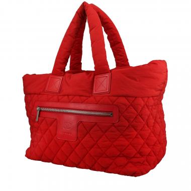 Bolso Cabás Chanel  Coco Cocoon en lona acolchada roja y cuero rojo