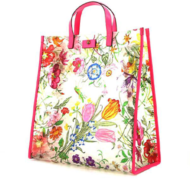 Bolso Cabás Gucci en plástico transparente y cuero rosa