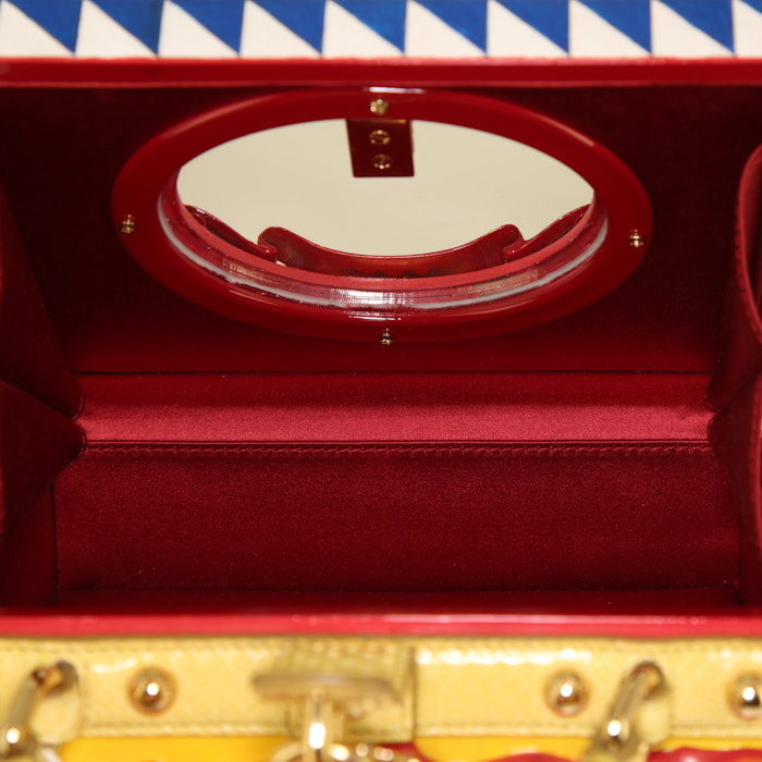 Bolso bandolera Dolce & Gabbana Dolce Box en cuero azul, amarillo y rojo - Detail D3