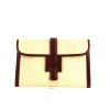 Hermes Jige pouch in burgundy box leather and beige hair - 360 thumbnail