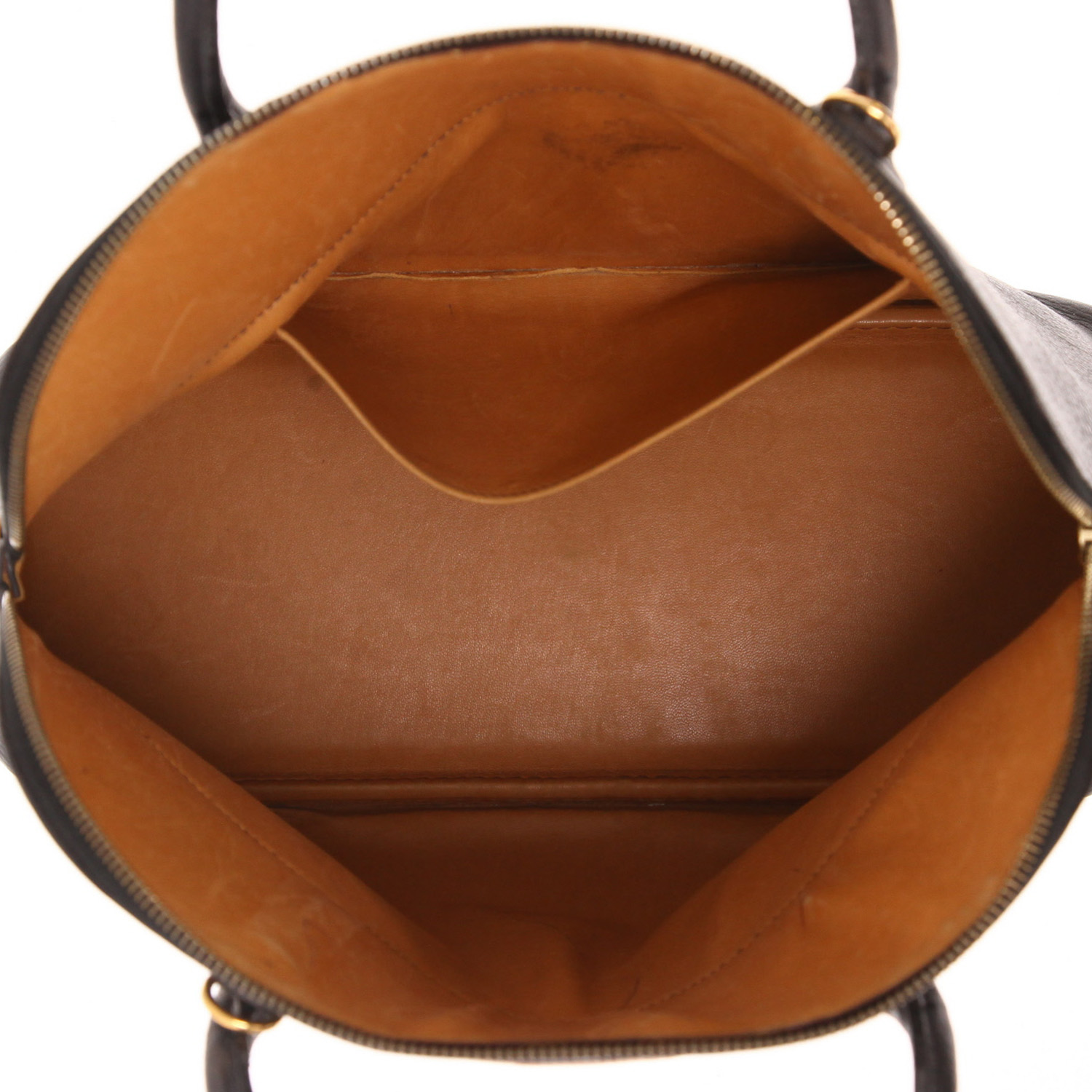 Hermès Bolide 35 cm handbag in black Ardenne leather and gold ostrich leather - Detail D3