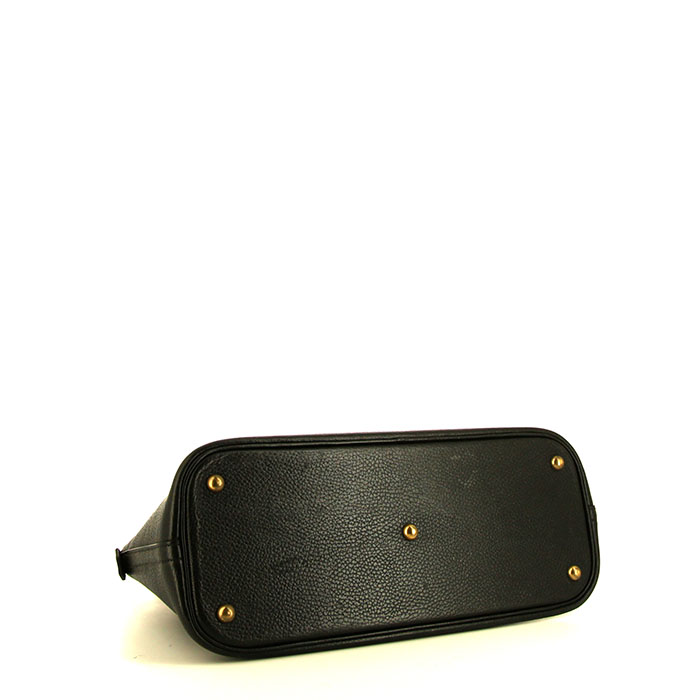 Borsa Hermès Bolide 37 cm in pelle Ardenne nera e struzzo gold - Detail D5