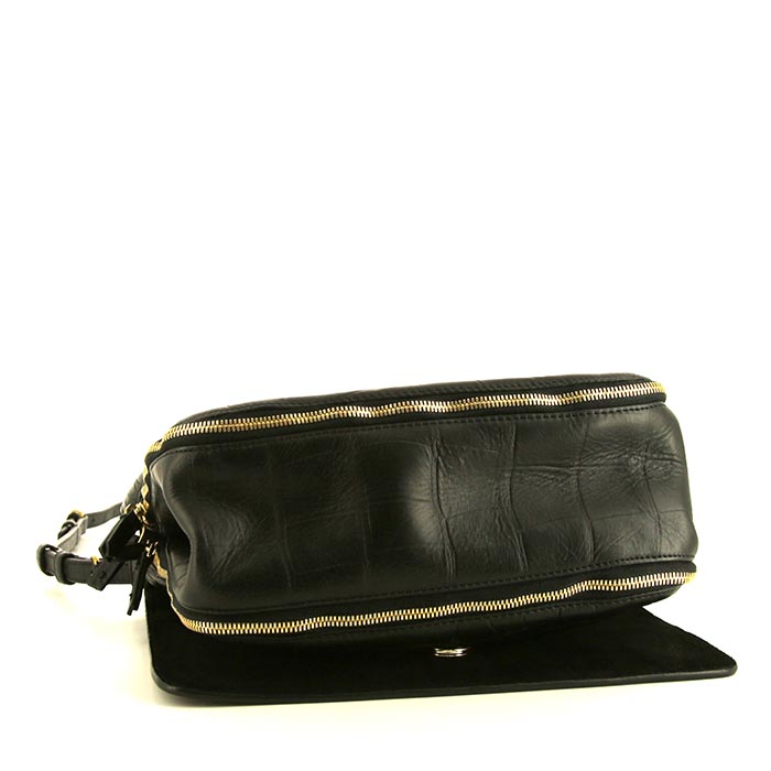 Borsa a tracolla Jerome Dreyfuss Igor in pelle nera simil coccodrillo - Detail D4