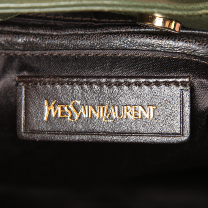 Saint Laurent Roady handbag in green leather - Detail D3