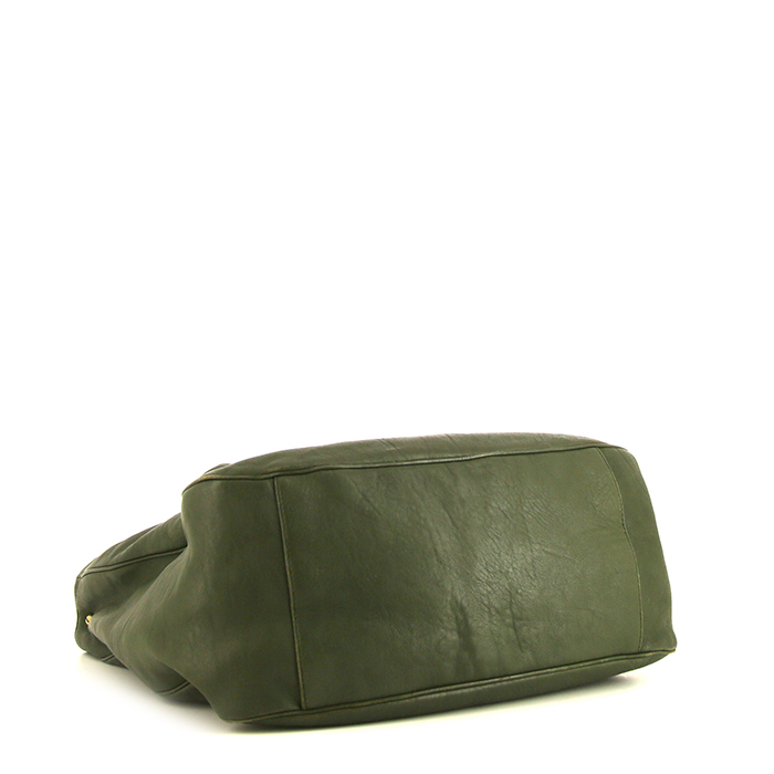 Bolso de mano Saint Laurent Roady en cuero verde - Detail D4