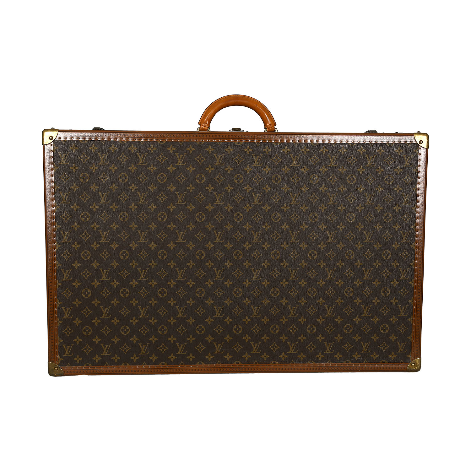 Valigia Louis Vuitton  Alzer 80 in tela monogram marrone e pelle naturale - Detail D4