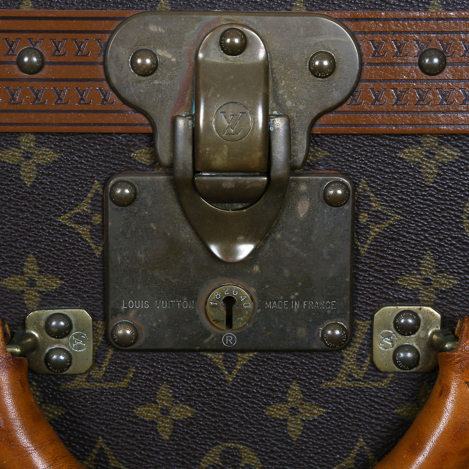 Valigia Louis Vuitton  Alzer 80 in tela monogram marrone e pelle naturale - Detail D5