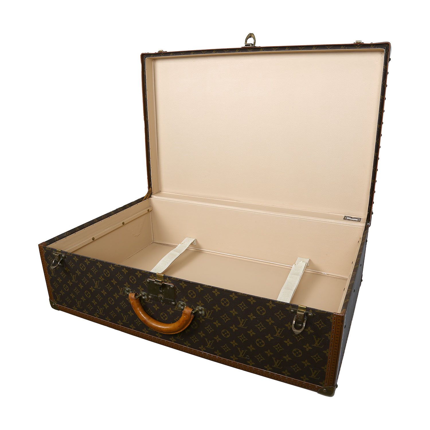 Valigia Louis Vuitton  Alzer 80 in tela monogram marrone e pelle naturale - Detail D6