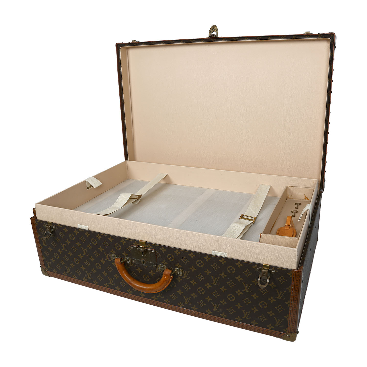 Valigia Louis Vuitton  Alzer 80 in tela monogram marrone e pelle naturale - Detail D7