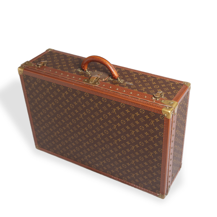 Valise Louis Vuitton  Alzer 70 en toile monogram marron et cuir naturel - Detail D1