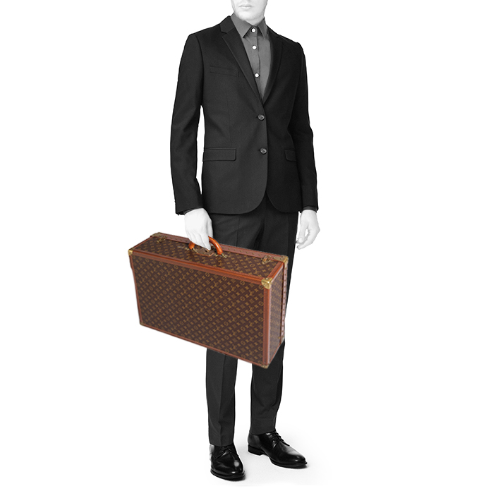 Maleta Louis Vuitton Alzer 70 de lona Monogram marrón y piel natural - Detail D2