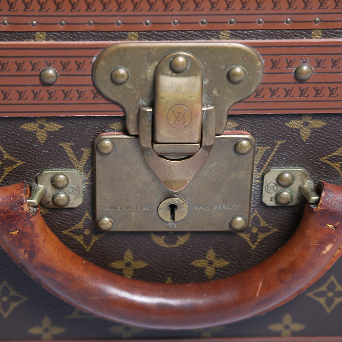 Valigia Louis Vuitton Alzer 70 in tela Monogram marrone e pelle naturale - Detail D4
