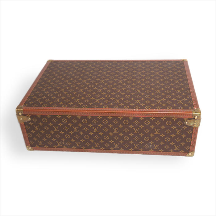Valigia Louis Vuitton Alzer 70 in tela Monogram marrone e pelle naturale - Detail D5