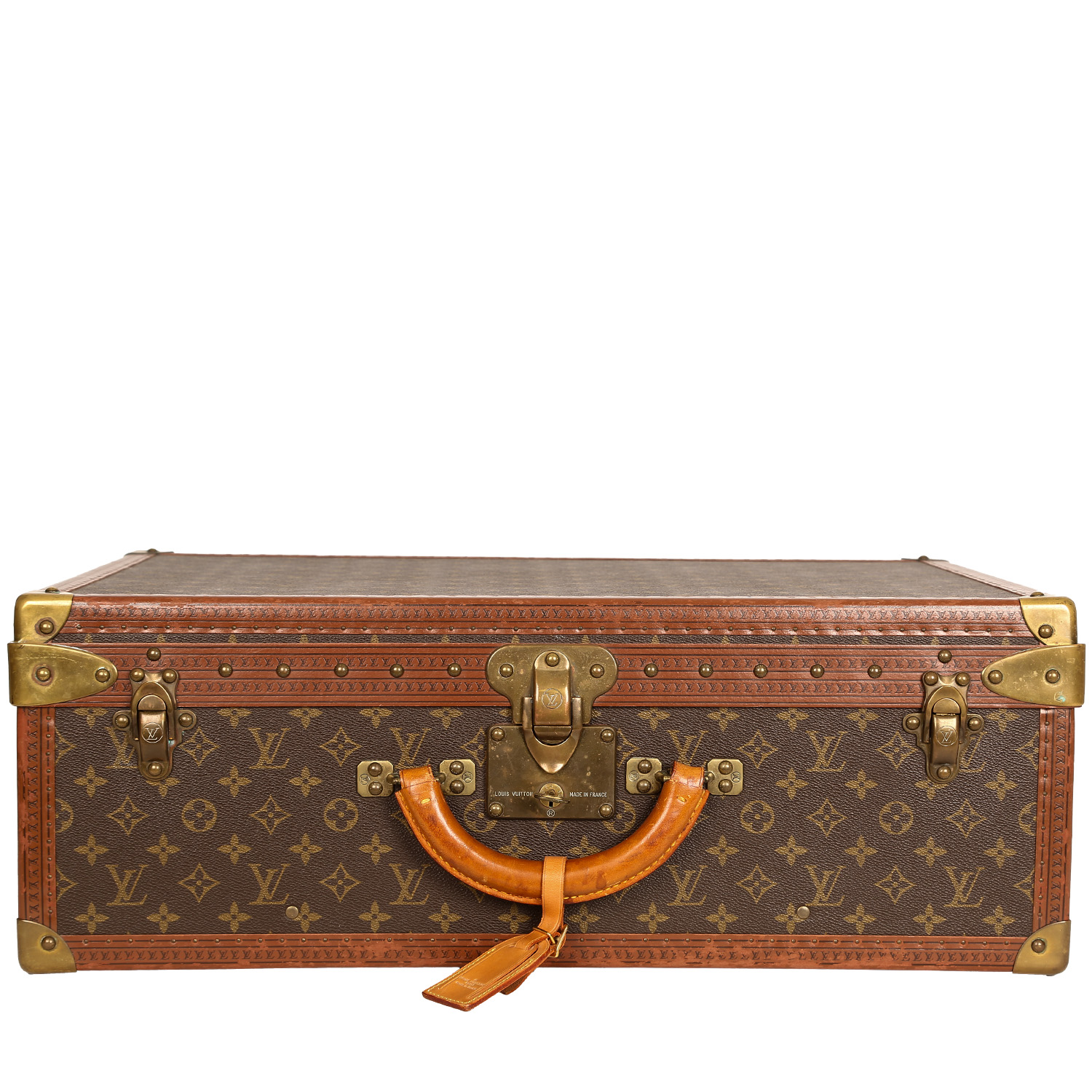 Valise Louis Vuitton  Alzer 60 en toile monogram marron et cuir naturel - Detail D1