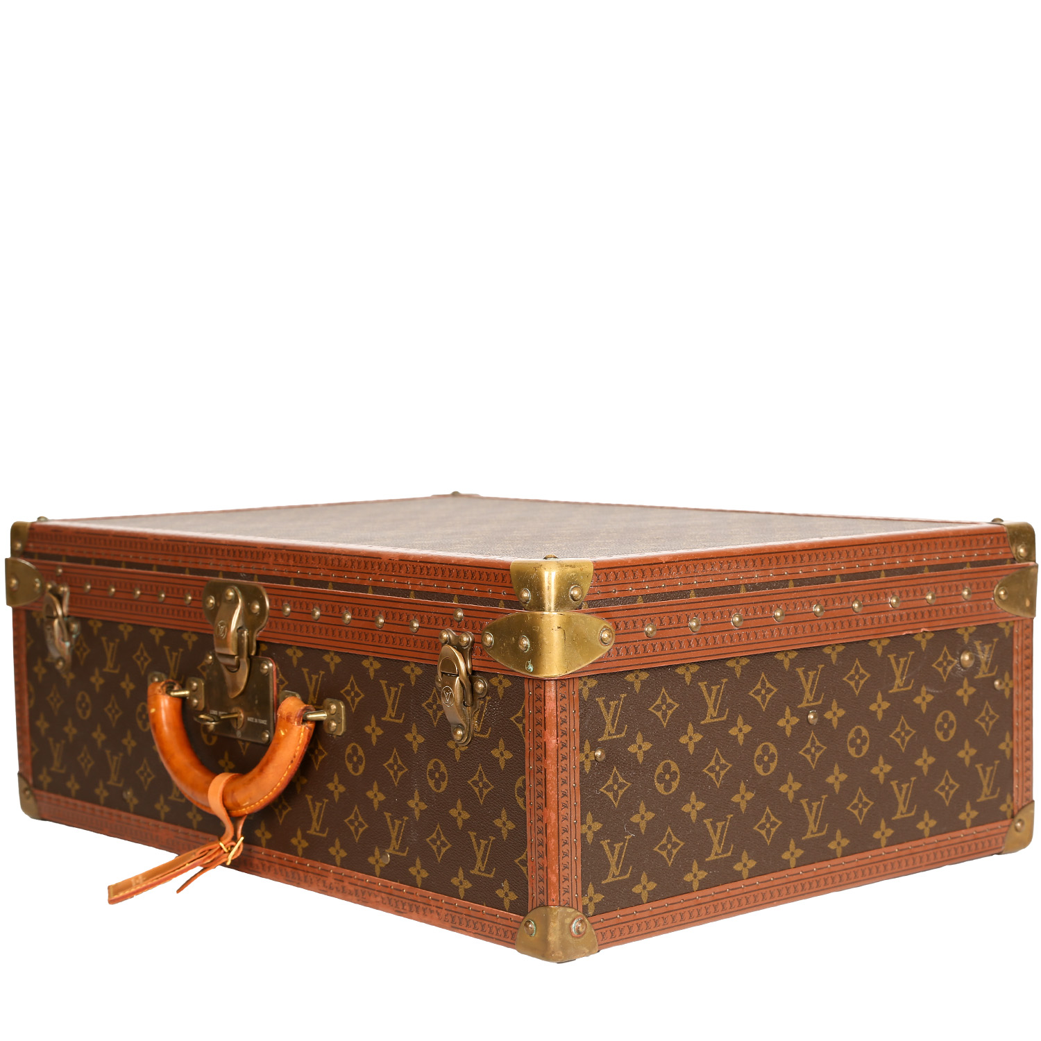 Louis Vuitton  Alzer 60 suitcase  in brown monogram canvas  and natural leather - Detail D2