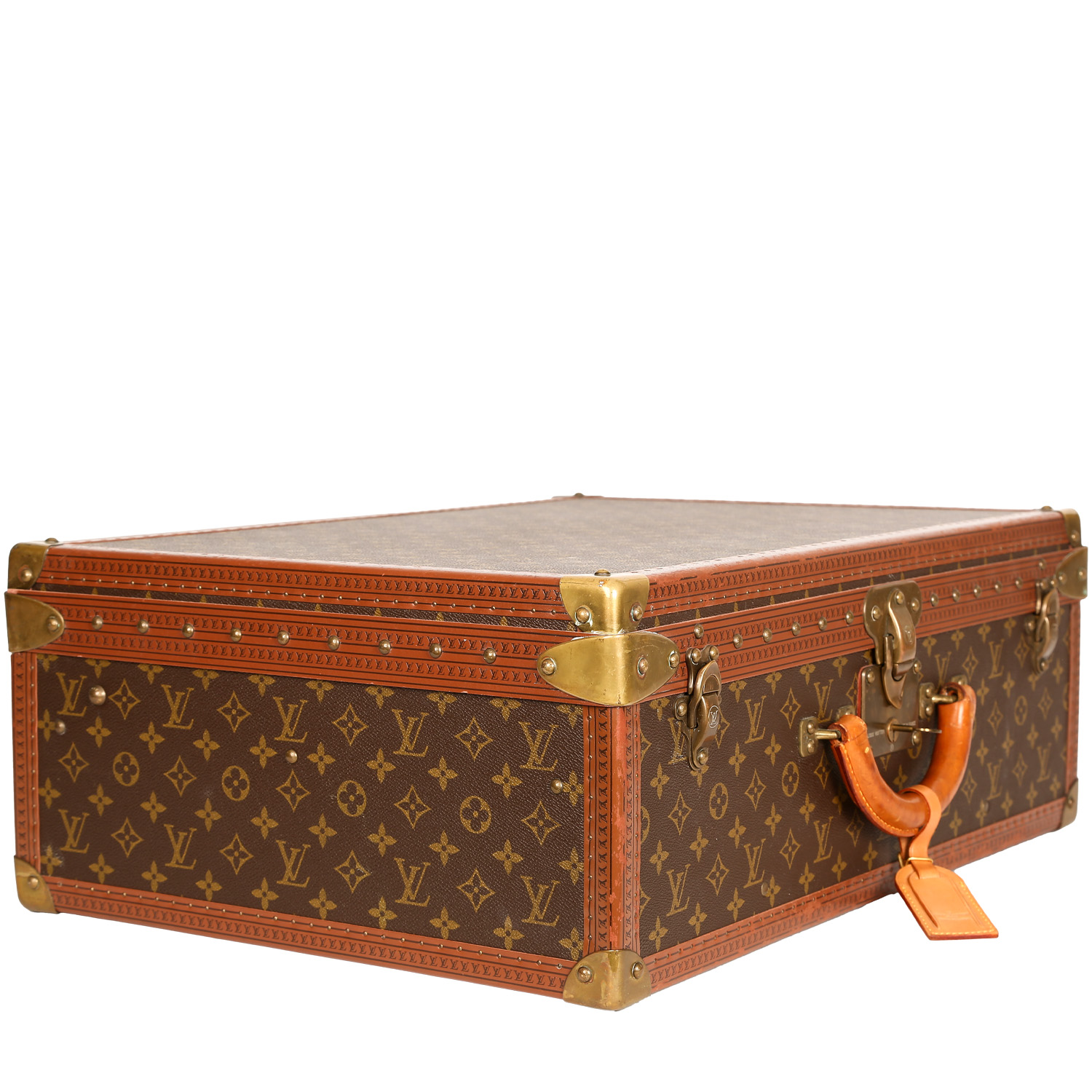 Maleta Louis Vuitton  Alzer 60 en lona Monogram marrón y cuero natural - Detail D3