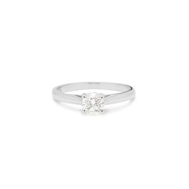 Bague solitaire en or blanc et diamant (0,50 carat)