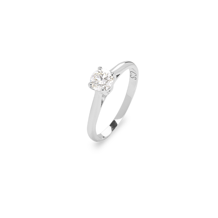 Bague solitaire en or blanc et diamant (0,50 ct) - Detail D1