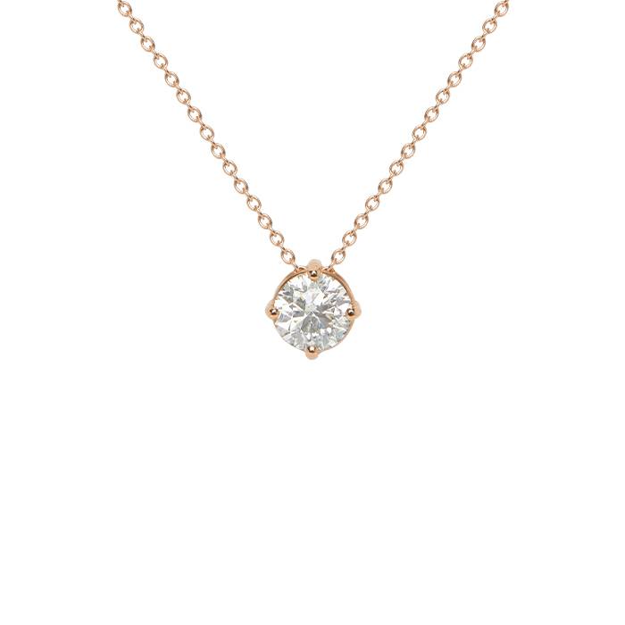 collier solitaire en or rose et diamant (0, 70 carat)