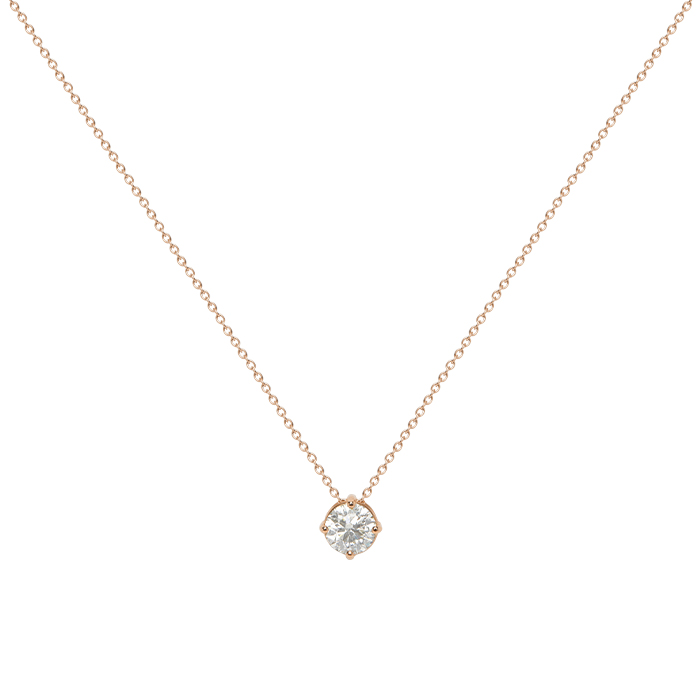 Collier solitaire en or rose et diamant (0,70 carat) - Detail D2