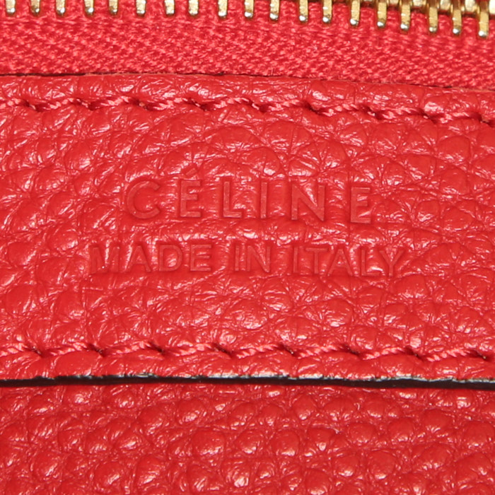 Celine Cabas shopping bag in red grained leather - Detail D3