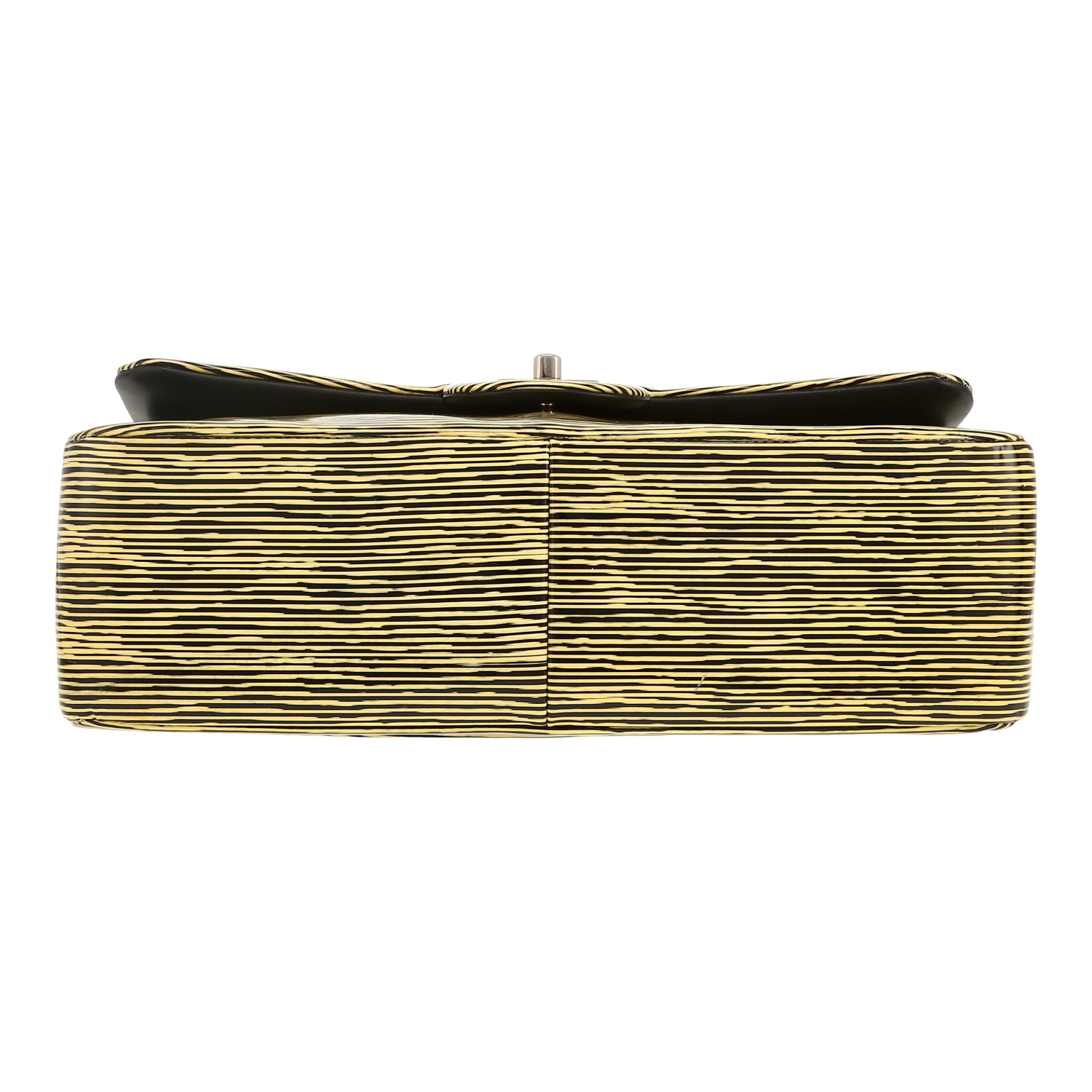 Sac bandoulière Chanel  Timeless Jumbo en cuir verni noir et jaune - Detail D1