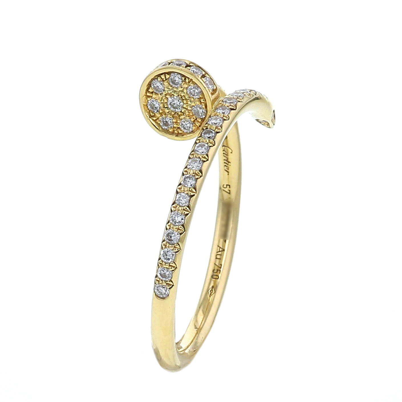 Bague Cartier Juste un clou en or jaune et diamants, taille 57 - Detail D2