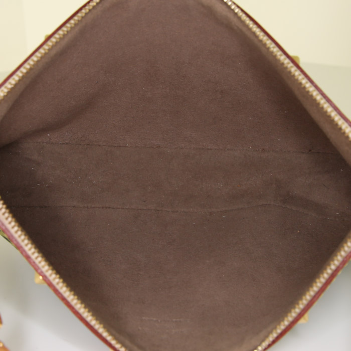 Bolsito de mano Louis Vuitton Pochette accessoires en lona Monogram multicolor negra y cuero natural - Detail D2